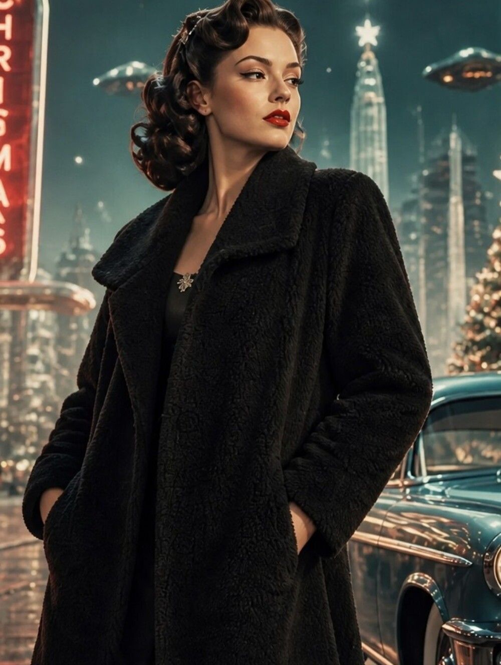 Kate & Sam Black Teddy Coat - Cozy Oversized Fuzzy Jacket